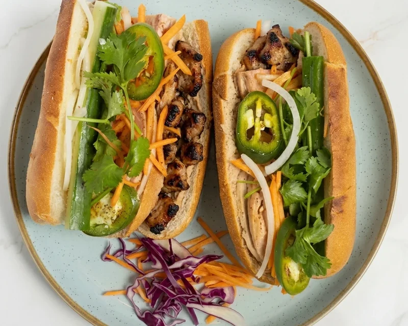 Grilled Pork Sub banh mi on an 11 inch baguette at Bon Vietnamese Cuisine, Redstone, Calgary